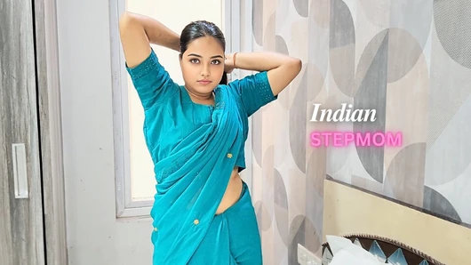 Hintli üvey anne tek kişilik yatağı paylaştı ve oğlunu mutlu etti, Tam Hintçe Ses